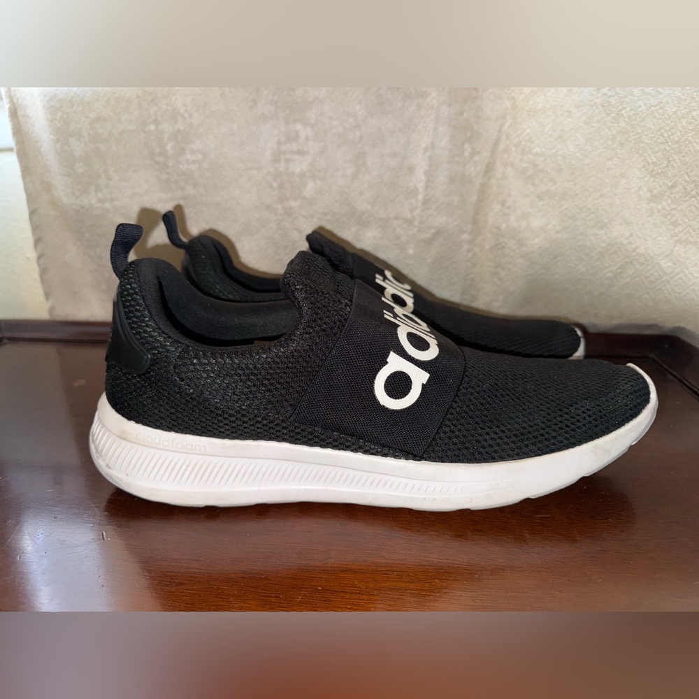 Adidas Mens Black and White Slip-On Sneakers